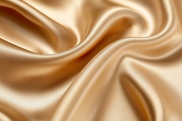 Fototapeta premium Light pale gold peach yellow white silk satin. Gold background. Silky shiny smooth soft fabric. Folds drapery. Luxury elegant beauty rich. Shine glitter. Wavy liquid fluid.