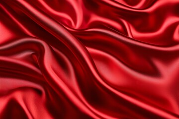 Obraz premium Red silk satin background. Shiny fabric with wavy soft pleats.