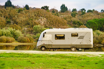 Camper rv camping on nature in Portugal