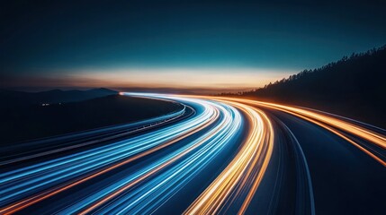 Obraz premium Night Highway: A Symphony of Lights and Speed