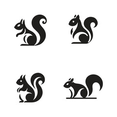 set collection minimalist and modern  squirrel landing logo design.