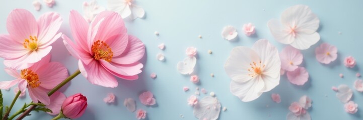 Delicate pastel blooms, minimalist arrangement, macro, modern floral, minimal art
