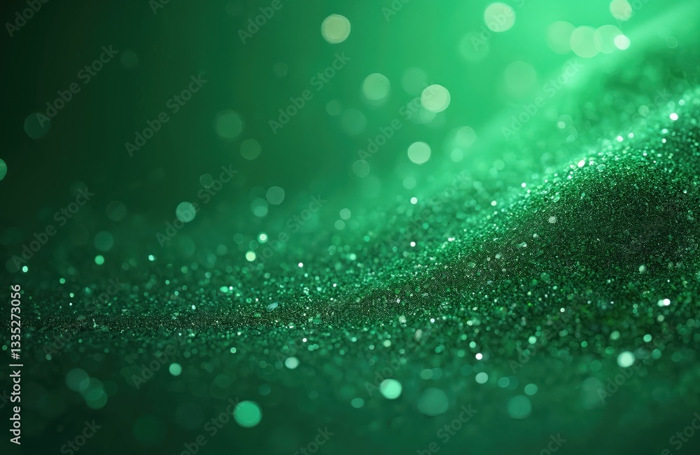 Aufkleber image of green glitter particles on solid green background, creating sparkling festive christmas eff