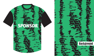 Black and green sublimation t shirt printable design jersey with mockup geometric pattern halftone vector grunge