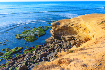 Coastal Scenic View of La Jolla Beach Cliffs in San Diego, California