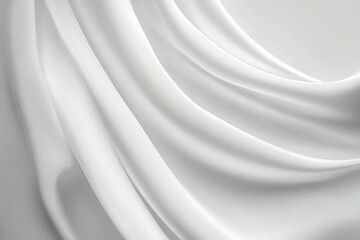 Fototapeta premium White abstract background. White silk satin fabric background. Beautiful flowing soft folds.