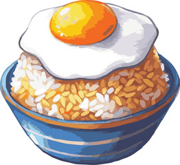 Watercolor Vector Illustration of nasi goreng