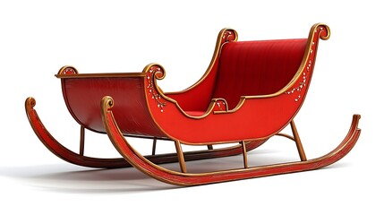 A traditional red sleigh designed for winter transport and festive occasions.