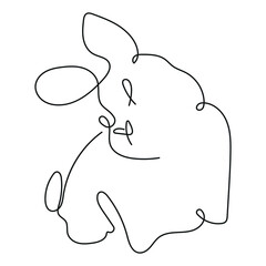 logo of a rabbit with long ears turned to the side in line art style drawn with several lines