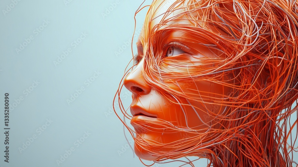 Aufkleber ai and machine learning are like wires and data connecting to a human head