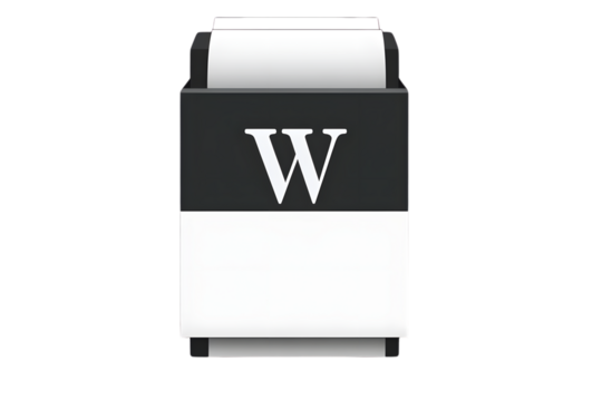 Document Processing Icon with Letter W on Printer Output