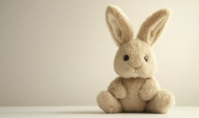 Obraz premium A stuffed rabbit is sitting on a table