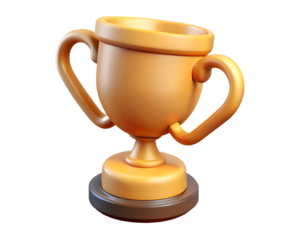 3D Golden Trophy Cup Victory & Achievement PNG transparent background