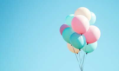 Naklejka premium A bunch of colorful balloons floating in the sky