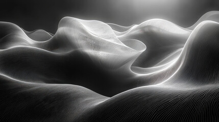 Dynamic surreal landscape formation abstract desert digital art monochrome environment high-contrast view