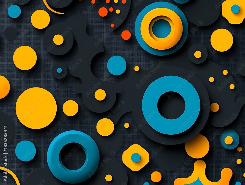 Aufkleber Abstract Geometric Composition with Circular Elements on a Dark Background