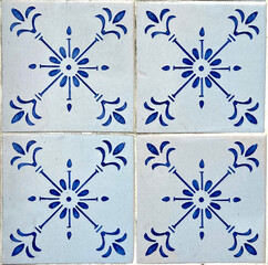 Decorative blue and black patterned tiles. Blue and white abstract seamless pattern 