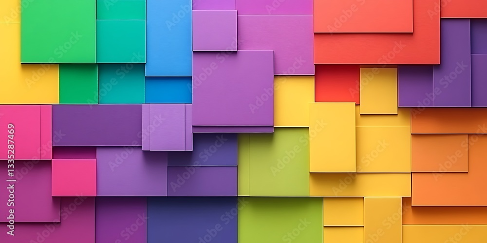 Poster an abstraction of colorful geometric shapes, squares and rectangles