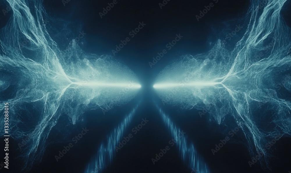 Poster the image is of two blue blobs of smoke, one on the left and one on the right