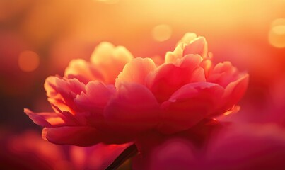 Obraz premium A close up of a red flower with a yellow background