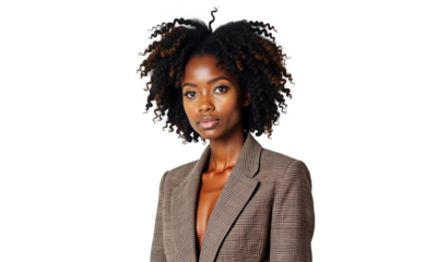 Confident african american businesswoman portrait. Professional headshot for corporate website, profile, marketing. Isolated on white background.