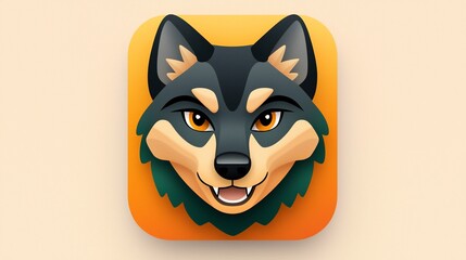 Fototapeta premium Cute Wolf App Icon Design
