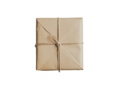 Isolated Brown Paper Wrapped Gift