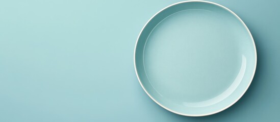 Empty Light Teal Plate on Pastel Background