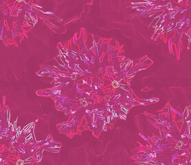 Seamless pattern with abstract floral motif on  a pink background