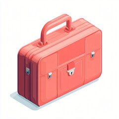Isometric Flat Icon of a Briefcase Isolated on White Background for Professional Use