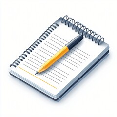 Isometric Flat Icon of Notepad with Pen Isolated on Background for Creative Use in Design