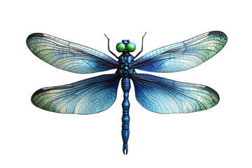 A close-up view of a detailed illustration of a beautiful dragonfly with intricate wing patterns.