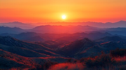 Obraz premium Sunrise over mountain ranges