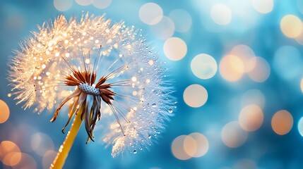Obraz premium A closeup shot of a dandelion with water droplets