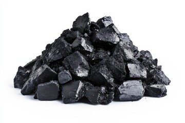 Obraz premium Lump of carbon or charcoal powder on a white surface