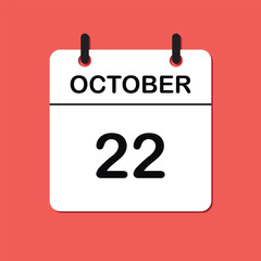 October 22. Daily Calendar icon for design. Simple design for business brochure, flyer, print media, advertisement. Easily editable.