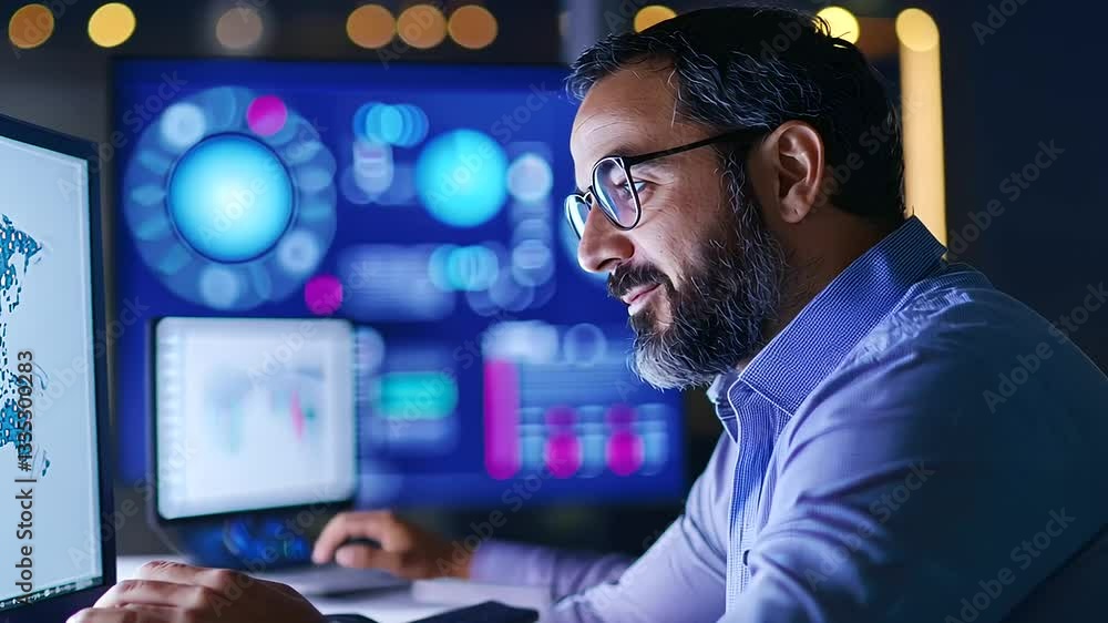 Poster team of software engineers working together on cutting-edge artificial intelligence programming.