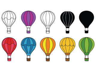 Vector Set Air Balloon: A collection of six distinct air balloon