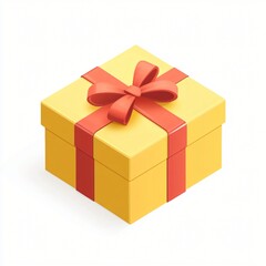 Obraz premium Isometric Gift Box Icon with Red Ribbon on White Background for Digital Design Projects