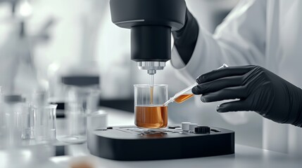 Scientist in a Lab Using Advanced Equipment for Precise Liquid Analysis