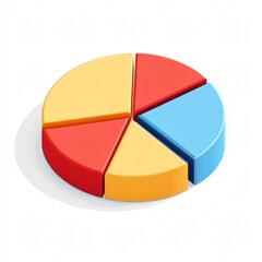 Obraz premium Isometric Pie Chart Icon in Flat Design Style with Vibrant Colors on White Background