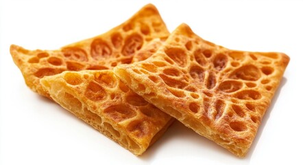 Crispy, patterned biscuits against white