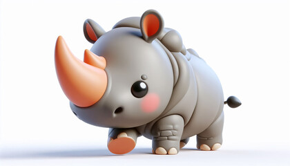 Obraz premium 3D funny baby rhinoceros cartoon illustration