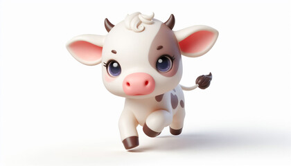 3D funny baby cow cartoon illustration