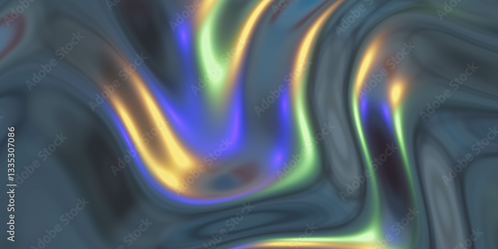 Poster iridescent abstract fluid background 3d render