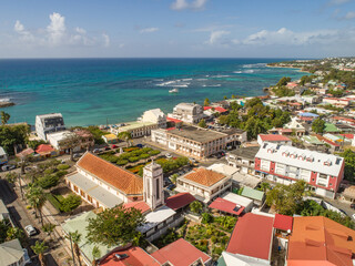 Aerial view of the south coast near Saint-Francois, Grande-Terre, Guadeloupe, Lesser Antilles, Caribbean.