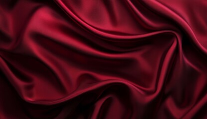 Obraz premium Deep crimson satin fabric drapes in elegant folds