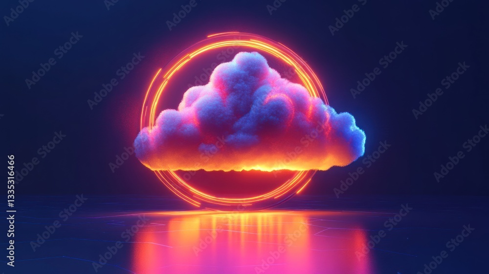 Poster cloud computing: neon dreamscape