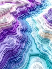 Obraz premium Abstract pastel landscape featuring layered terrain and miniature peaks