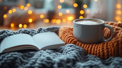 Cozy Home Retreat with a Steaming Cup of Coffee and Blanket